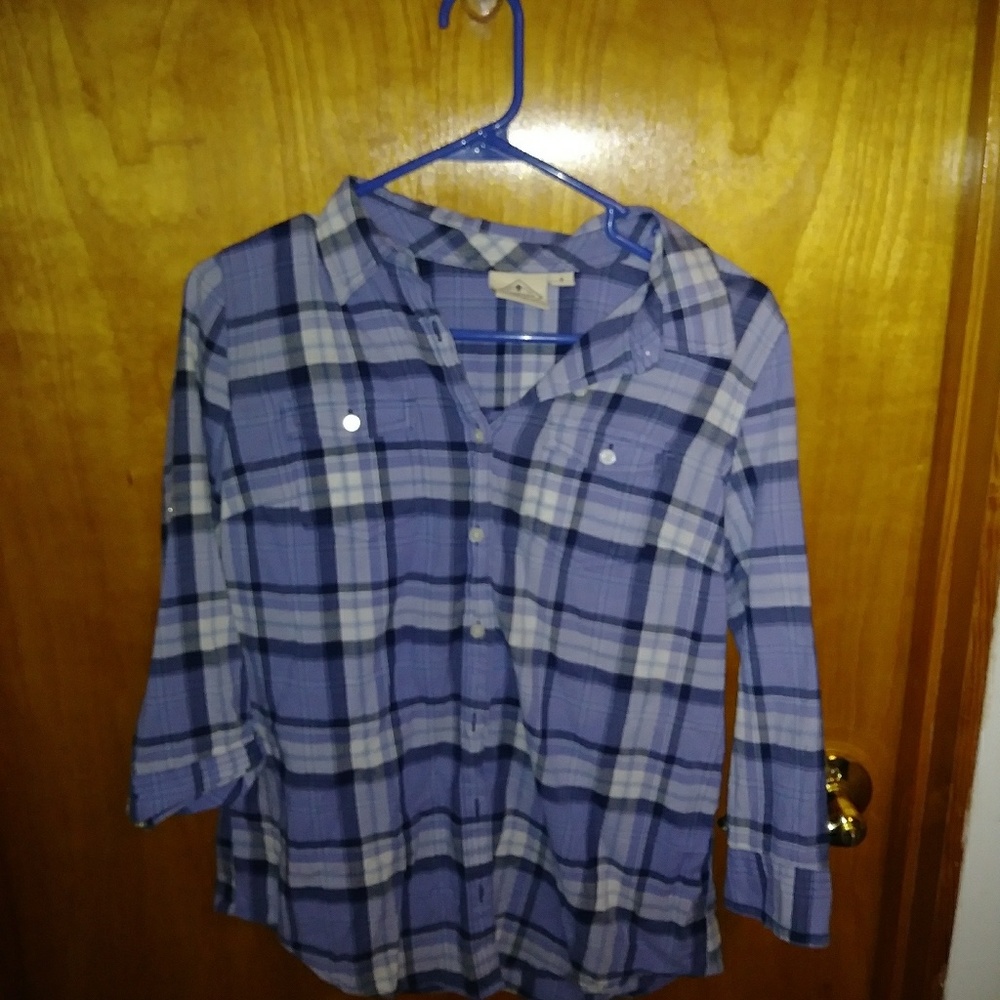 Blue plaid St. John's Bay button-down